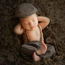 Comprar Acessorios Para Criancas E Bebes 2021 3pcs Set Newborn Photography Boy Suspender For Baby Photo Props Gentleman Hat Cowboy Infant Photoshoot Lattic Outfits