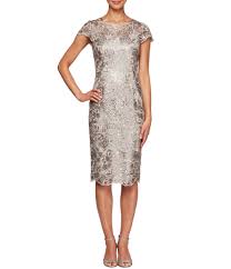 Alex Evenings Jewel Neck Cap Sleeve Embroidered Floral Lace Sheath Dress Dillard S