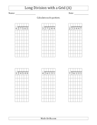4 digit by 1 digit long division with remainders with grid assistance a