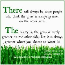 The Grass Is Always Greener On The Other Side Wisdom To Inspire The Soul The Grass Is Rarely Greener On The Other Side Green Quotes Special Quotes Grass