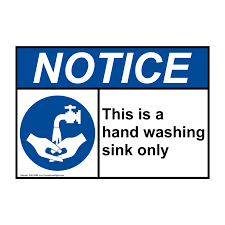 hand washing sink only with symbol sign