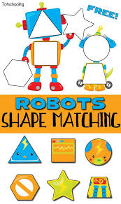 Robots Shape Matching Puzzle For Toddlers Toddler Math Toddler Activities Puzzles For Toddlers