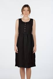Model No 24 Black Linen Sleeveless Button Up Midi Length Dress Pyne Smith Clothiers Sleeveless Linen Dress Linen Shift Dress Midi Length Dress