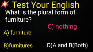 0022 1000 English Grammar Test Practice Questions Plural For Furniture Plural Of Furniture Youtube