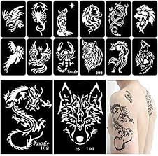 The quality of the picture depends very much on the henna itself. Xmasir 34 Pieces Temporary Tattoo Stencils Kit For Men Arm Back Body Panit Reusable Aitbrush Tattoo Sticker 2 Large 32 Small Size Amazon Co Uk Beauty