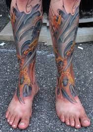 Bio Organic Mechanical Color Leg Tattoo By Jon Von Glahn Bio Organic Tattoo Leg Tattoos Organic Tattoo