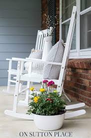 Spring Farmhouse Porch On Sutton Place Front Porch Decorating Spring Porch Porch Decorating