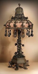Steampunk The Rose Garden A Handmade Iron Table Lamp With Matching Shade Wire Cages Stand On The F Victorian Lamps Antique Table Lamps Victorian Lampshades