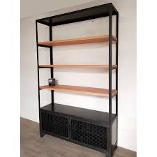 142,5 x 60 x 24 cm, bois, nature, 24 x 60 x 142,5 cm. Bibliotheque Style Industriel Sur Mesure Ref Rochester Heure Creation