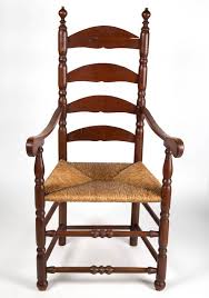 One of the chairs looks like it was refinished, either that, or one is just very worn out compared to the other. New England Painted Ladder Back Rush Seat Arm Chair Lofty Marketplace