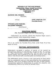 Maybe you would like to learn more about one of these? Position Paper Plaintiff Doc Republic Of The Philippines Municipal Trial Court In Cities Branch S S San Carlos City Pangasinan Spongebob Squarepants Course Hero