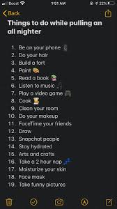 Things To Do When Pulling An All Nighter In 2020 Things To Do At A Sleepover Pulling An All Nighter Sleepover Things To Do