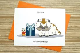 Avatar Birthday Card The Last Airbender Appa And Aang Birthday Card Drawing Birthday Cards Unique Greeting Cards
