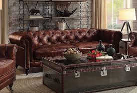 A tufted leather ottoman coffee table is rarely found in other places. Vintage Brown Top Grain Leather Sofa Astar Furniture