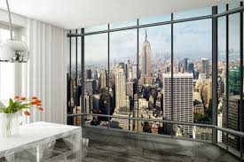 New York Blick Aus Dem Fenster Skyline Fototapete Wandgemalde Bei Allposters De Wandbild Wand Fototapete Tapeten Wandbilder