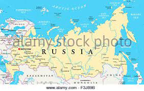 Kamtschatka, taimyrhalbinsel, nowaja semlja höchster berg: Politische Karte Russlands Hauptstadt Moskau Landesgrenzen Wichtige Stadte Flusse Und Seen Englische Beschriftung Und Skalierung Stockfotografie Alamy