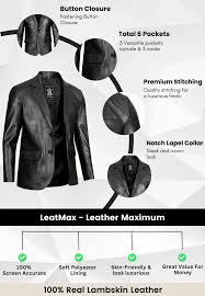 Men's Black Tall Leather Blazer