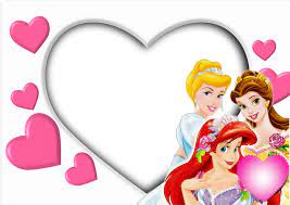 White Kids Transparent Photo Frame With Princesses Disney Frames Disney Cards Disney Princess Party