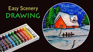 Christmas Scenery Coloring With Oil Pastel Colors Oil Pastel Colours Christmas Scenery Oil Pastel