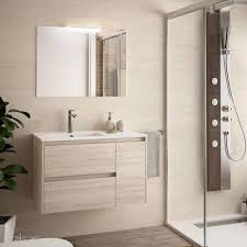 Mobilier Baie Cu Lavoar Oglinda Si Aplica Salgar Noja L 85 5xa 46cm Stejar Romstal