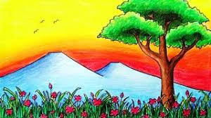 Sunset scenery drawing for beginners. How To Draw An Easy Scenery Mp3