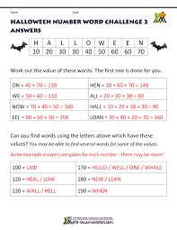 Halloween Number Word Challenge 2 Answers Halloween Math Worksheets Halloween Math Math Worksheets