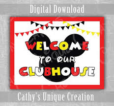 Welcome To Our Clubhouse Sign Mickey Mouse Birthday Theme Party Decor Kid S Do Mickey Mouse Birthday Theme Mickey Mouse Clubhouse Party Mickey Mouse Birthday