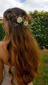 Prom Hair Roses And Babies Breath Flower Child Hair Styles Flowers In Hair Prom Hair