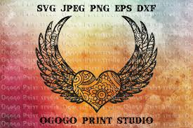 Download Heart Wings Svg Mandala Svg Love Svg Zentangle Svg Angel 227545 Cut Files Design Bundles