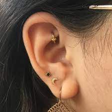 Couple Of Super Healed Piercings On My Babe Saataanaamaa 2nd Hole Is By Me With A Moon From Manon 3rd I Rook Piercing Jewelry Ear Jewelry Earings Piercings