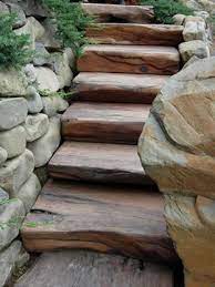 Wood Steps Garden Stairs Wood Steps Natural Stone Wall