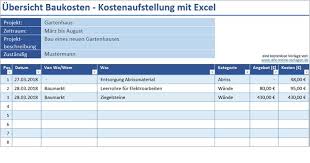 Kalkulation hauptgericht in 1 minute geht das? Ubersicht Baukosten Kostenaufstellung Mit Excel Alle Meine Vorlagen De