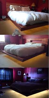 It S Another Amazing Idea Of Diy Bed Floating Frame That Will Make Your Bedroom Luxurious This Bed Frame Has A Bett Modern Bettrahmen Ideen Bett Selber Bauen