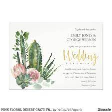 Pink Floral Desert Cacti Fauna Watercolor Wedding Invitation Zazzle Com Succulent Wedding Invitations Foliage Wedding Watercolor Wedding Invitations