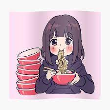 I draw cute anime girl eating ramen / Menhera Shoujo Kurumi-chan