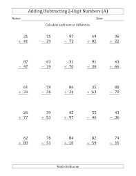 The 2 Digit Plus Minus 2 Digit Addition And Subtraction With Some Math Fact Worksheets Addition And Subtraction Worksheets Addition With Regrouping Worksheets