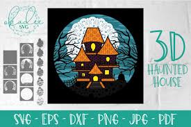 Download 3d Haunted House Svg Halloween Mandala Shadowbox Cut File 840756 Paper Cutting Design Bundles