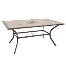 Shop Garden Treasures Eastmoreland Tile Top Textured Brown Rectangle Patio Dining Table At Lowes Com Patio Dining Table Tile Patio Table Patio Dining
