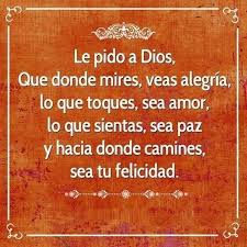 Le Pido A Dios Que Donde Mires Veas Alegria Lo Que Toques Sea Amor Lo Que Sientas Sea Paz Y Hacia Donde Camines Inspirational Humor Quotes Spanish Quotes