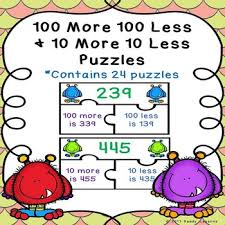 Math Enrichment Activities 10 More 10 Less Worksheets Tpt