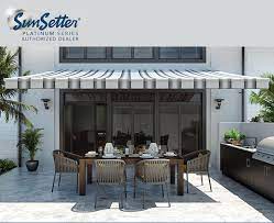 Sunsetter Platinum Series Awnings Featuring Sunbrella Fabric Engineering Excellence In A Premium Awning Line World Reno Patio Awning Awning Canopy Outdoor