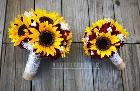 Burgundy Sunflower Bouquet Bridesmaid Bouquet Sunflower Etsy In 2020 Sunflower Bridesmaid Bouquet Sunflower Bouquets Bridesmaid Bouquet