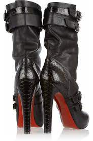 Shoeniverse Loubi Bike Pull On Heeled Biker Boots By Christian Louboutin Christian Louboutin Boots Manolo Blahnik Heels Christian Louboutin