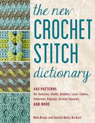 Within a short time, you'll know how to make a crochet chain and a slip stitch so you can start easy projects. The New Crochet Stitch Dictionary 440 Patterns For Textures Shells Bobbles Lace Cables Chevrons Edgings Granny Squares And More Braas Nele Hetty Burkart Eveline 9780811738699 Amazon Com Books