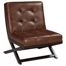 These lovely and functional faux leather chair are available at enticing offers and discounts. Signature Design By Ashley Sidewinder Wood X Base Armless Accent Chair With Brown Faux Leather Royal Furniture Upholstered Chairs