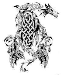 Dragon ejecting flames black silhouette drawn by various lines in the celtic style. Pin By Lee Walters On Art Celtic Dragon Tattoos Dragon Tattoo Flash Celtic Dragon