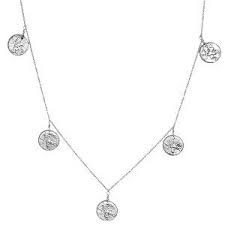 18k Wg 5 Coin Drop Delicate Mackenzie Necklace 20 Inch Necklace 5 Coin Delicate