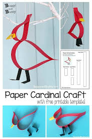Printable Bird Crafts For Kids Paper Strip Cardinal Craft For Kids With Free Template Buggy And Buddy Winter Crafts Winter Crafts For Kids Winter Ornaments