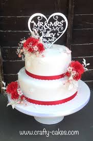 Beautiful Red White 2 Tier Wedding Cake With Sugar Flowers 2 Tier Wedding Cakes Tiered Wedding Cake Cake