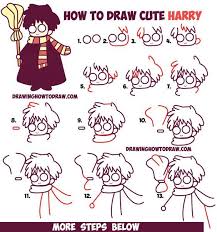 The girls offer to paint in the color you want the heroes of films « twilight » and « harry potter. How To Draw Cute Harry Potter Chibi Kawaii Easy Step By Step Drawing Tutorial For Kids How To Draw Step By Step Drawing Tutorials Harry Potter Drawings Easy Harry